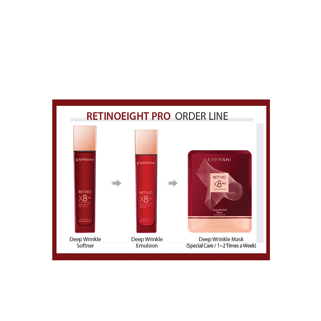 Enprani Retino Eight X8 Pro Deep Wrinkle Mask (1Box = 5pcs ) x 0.84fl.oz / 25ml Enprani Retino Eight X8 Pro Deep Wrinkle Mask (1Box = 5pcs ) x 0.84fl.oz / 25ml